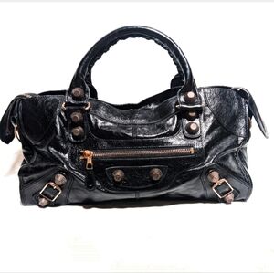 Authentic 2011 Balenciaga Black Agneau Leather City Bag- New without Tags!